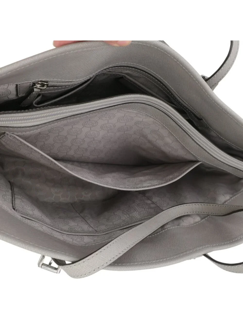 Michael Kors Jet Set Purse Travel Saffiano Leather Gray Large Tote Bag - Picture 6 of 11